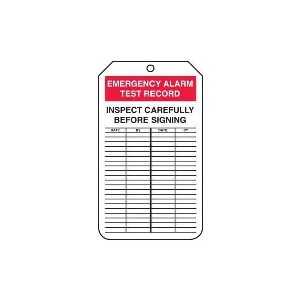 Accuform Safety Tags, EMERGENCY ALARM TEST RECORD, 5.75in x 3.25in, RP-Plastic, 5PK TRS228PTM - main